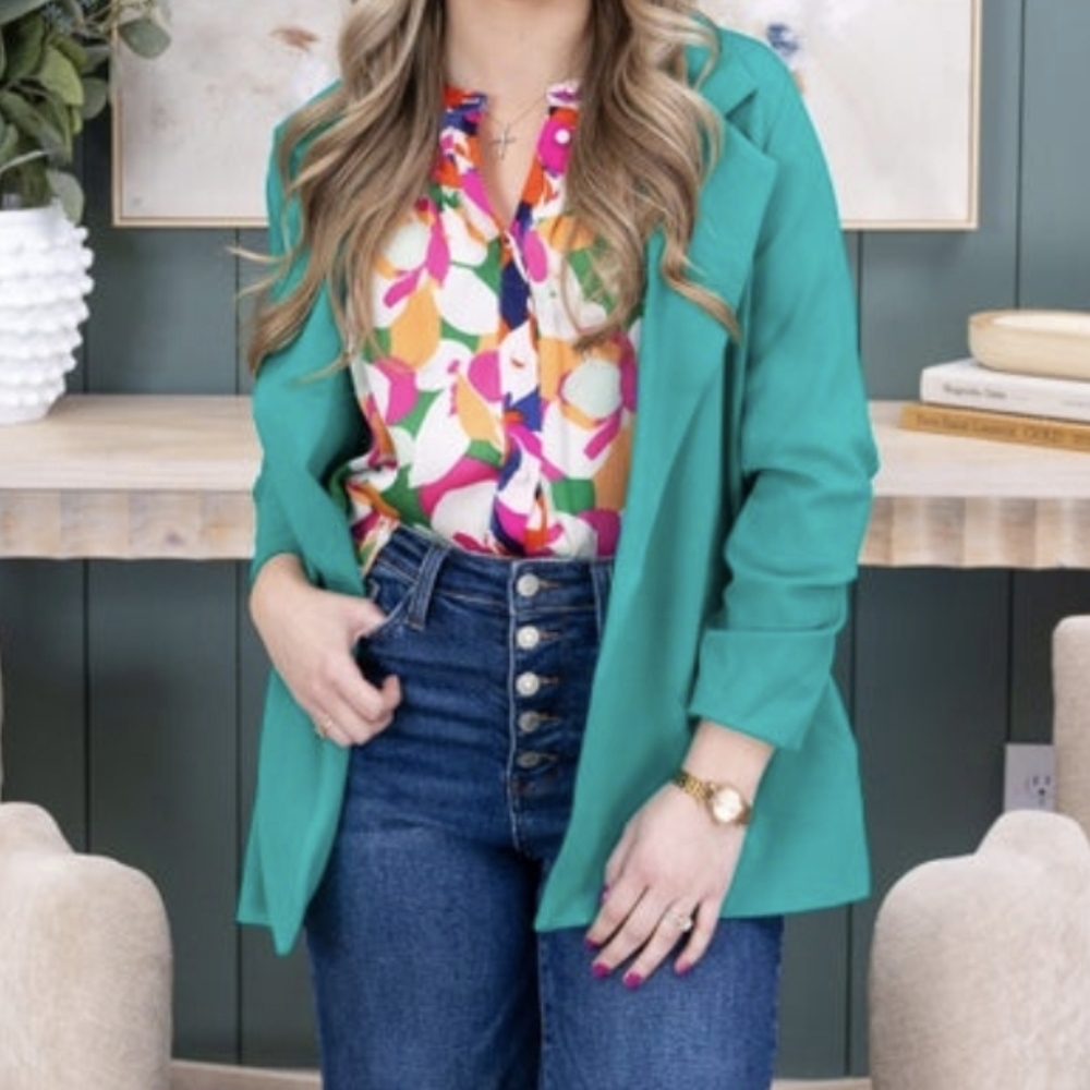 Dear Scarlett NWT Teal Or Green Essential Comfort Stretch Blazer Medium